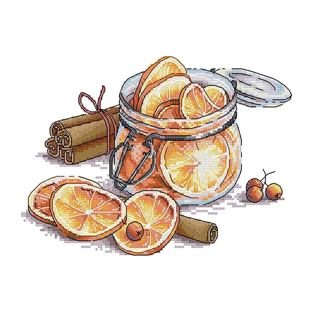 Lemon Tea Stamped Cross Stitch Kit For Adults Hand Embroidery 14CT 28 x 21cm