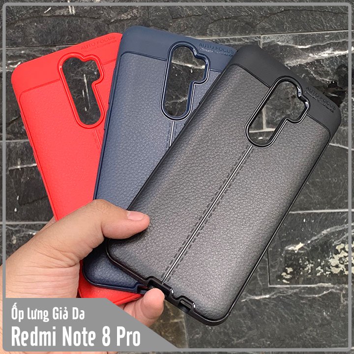Ốp lưng cho Xiaomi Redmi Note 8 Pro Giả da chống sốc Auto Focus
