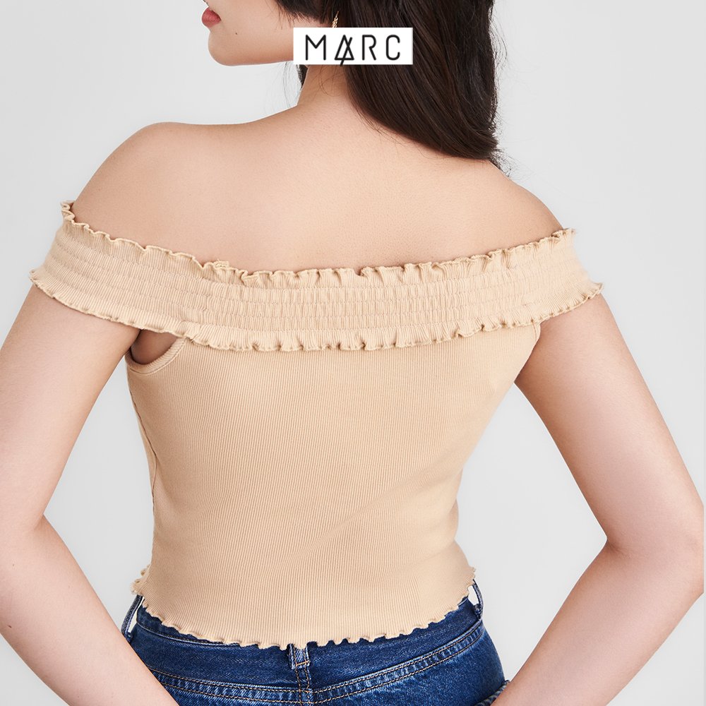 Áo thun nữ MARC FASHION crop top vai ngang nhún thun