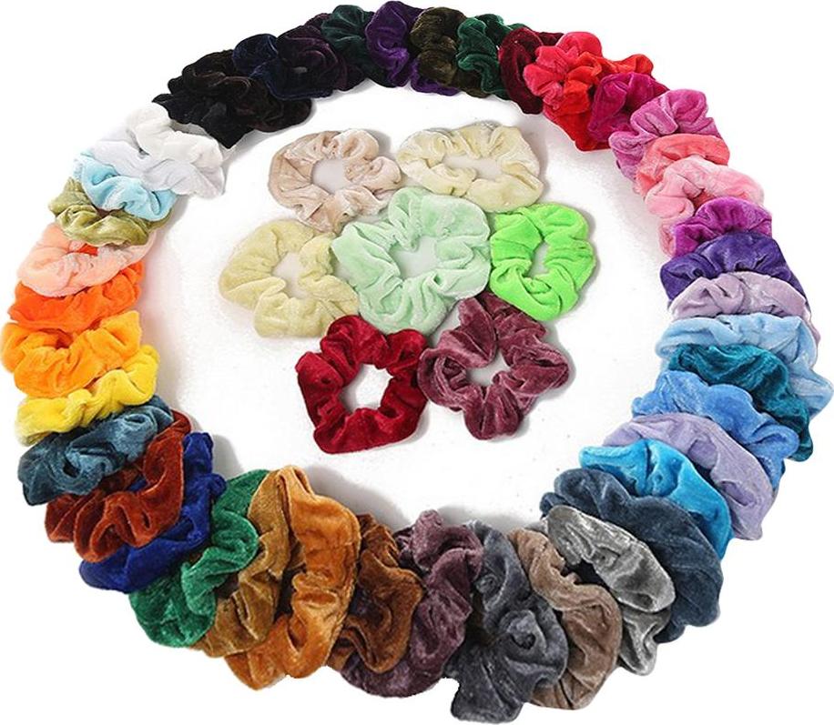 50 Miếng Tóc Scrunchies Thun Nhung Tóc Scrunchy Dây Buộc Tóc Dây