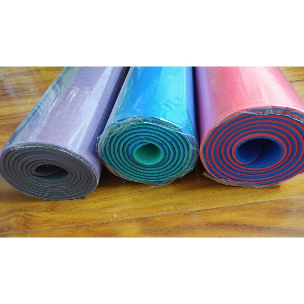 Thảm yoga TPE cao cấp 2 lớp dày 4mm tặng túi