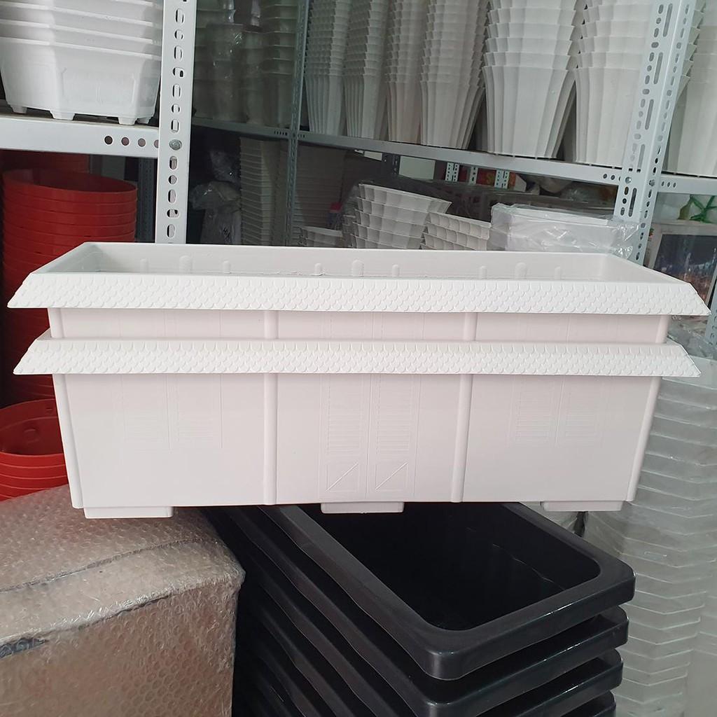 Chậu dài kiểu mái ngói nhựa dày trồng rau, hoa size 62x23x19cm