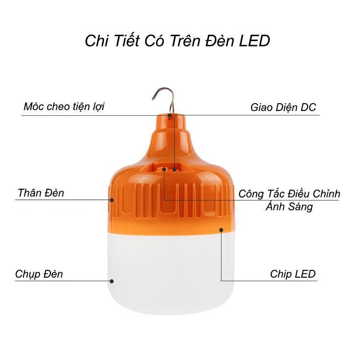 Bóng Đèn Tích Điện Loại 100W Siêu Sáng Có Móc Treo Tiện Lợi