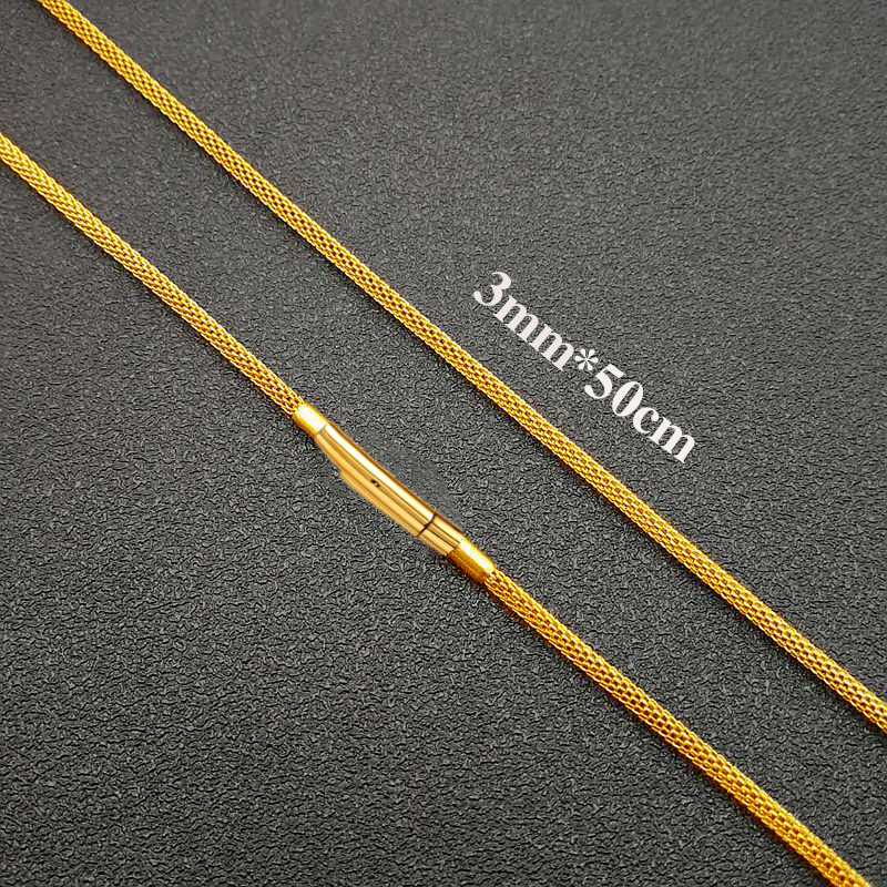 Dây chuyền titan cao cấp kiểu lưới 3mm khóa Vip mạ vàng sáng đẹp, bền màu, Phù hợp cho cả nam và nữ