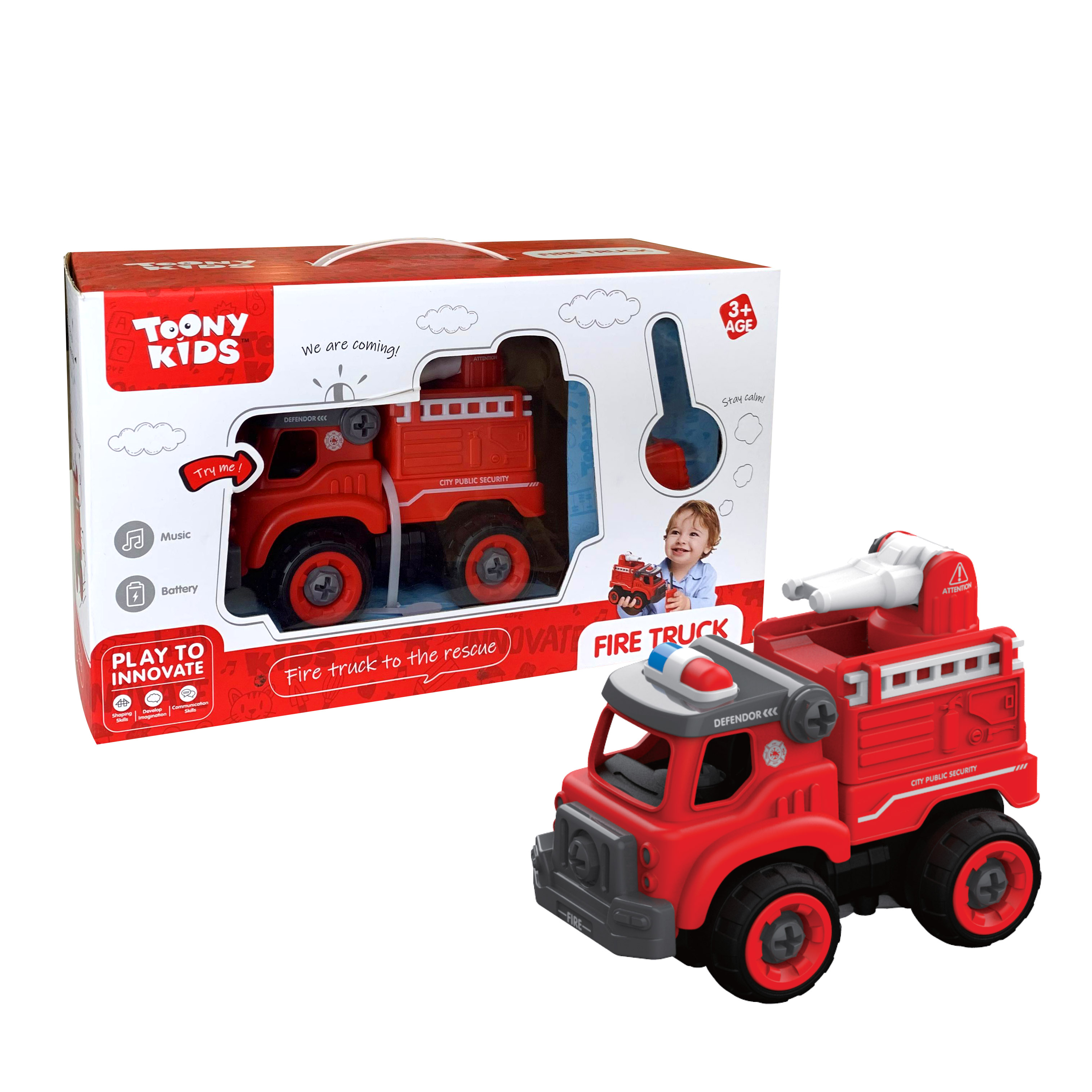 Đồ Chơi Xe Cứu Hỏa Có Âm Thanh TOONYKIDS Cho Bé - Fire Truck TN051