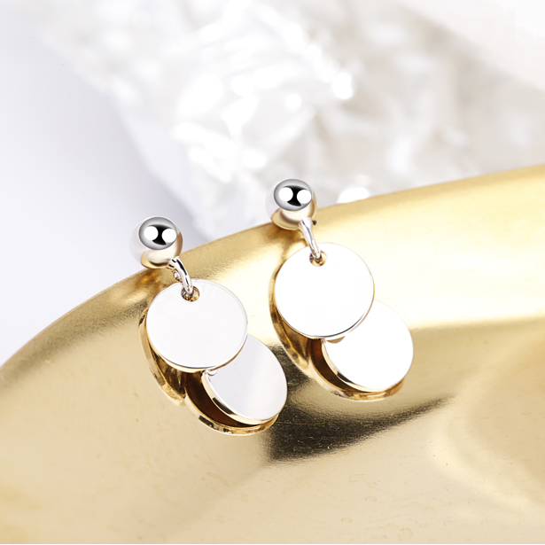 Bông tai nữ hai hình tròn phong cách Hàn Quốc