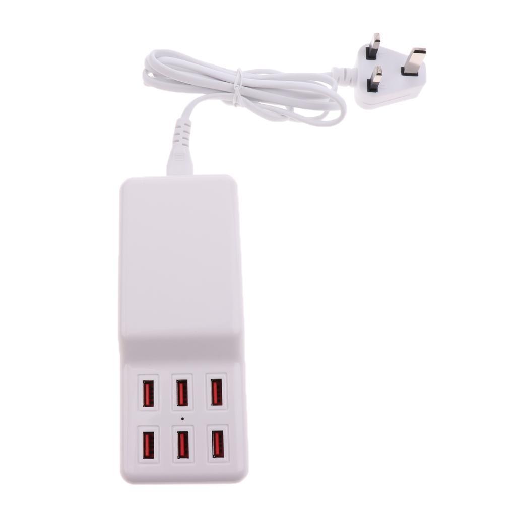 UK Plug High Speed ABS USB Power Adapter Hub With 6 USB Ports For Charging