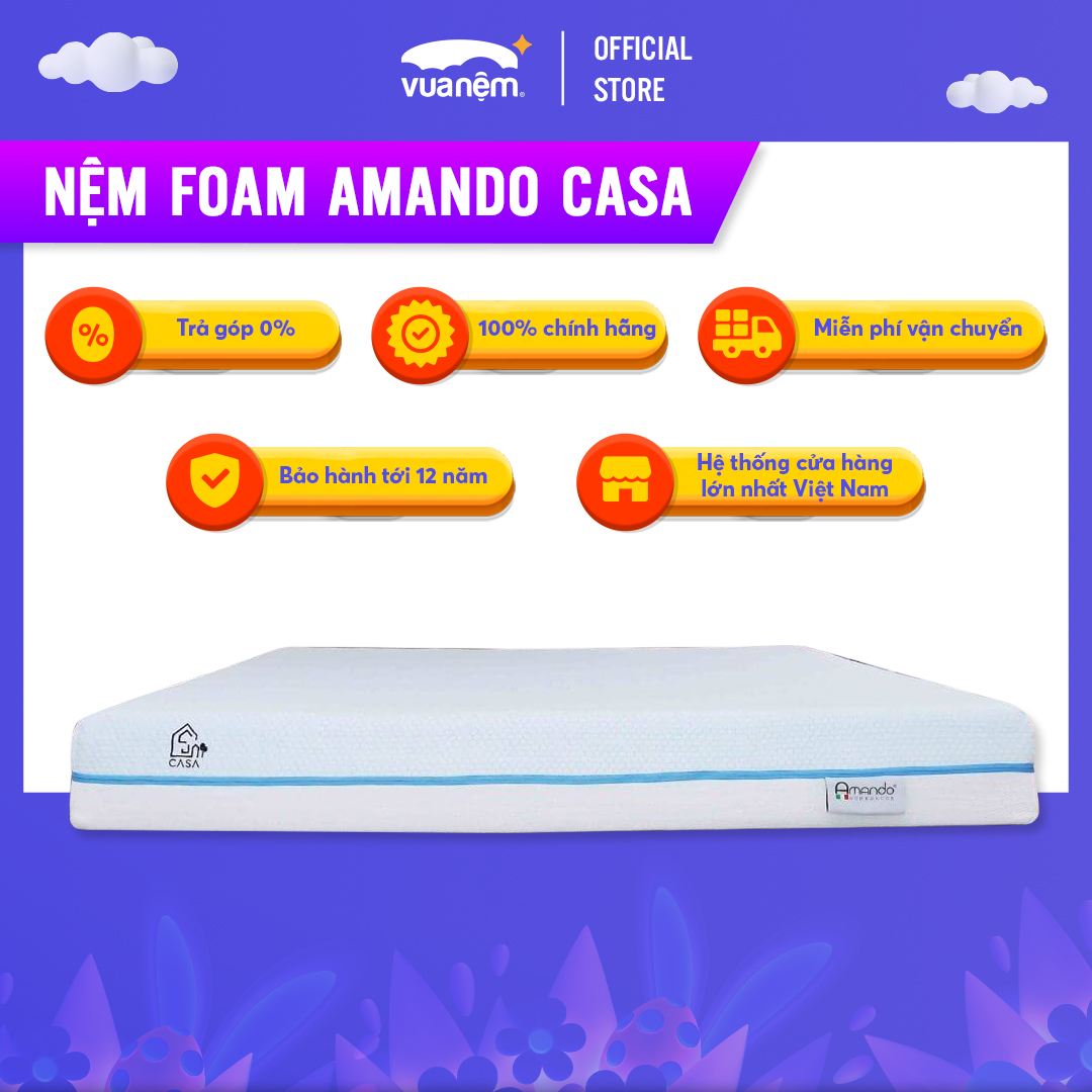 Nệm Foam cuộn hút chân không cao cấp Amando Casa - Cool gel memory foam - Êm ái, thoáng mát, điều hoà thân nhiệt