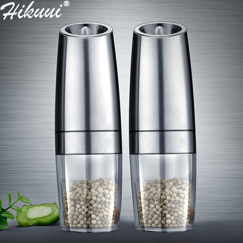 Điện Tự Động Cối Xay Tiêu Và Muối Máy Xay LED Pơ Mu Gia Vị Ngũ Cốc Nhà Máy Sứ Lõi Xay Cối Xay Dụng Cụ Nhà Bếp