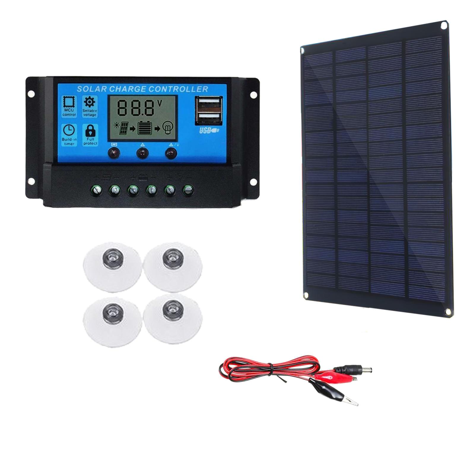 Tấm pin năng lượng mặt trời với kẹp pin & bộ điều khiển, chống nước, sạc dễ dàng với hiệu suất chuyển đổi cao