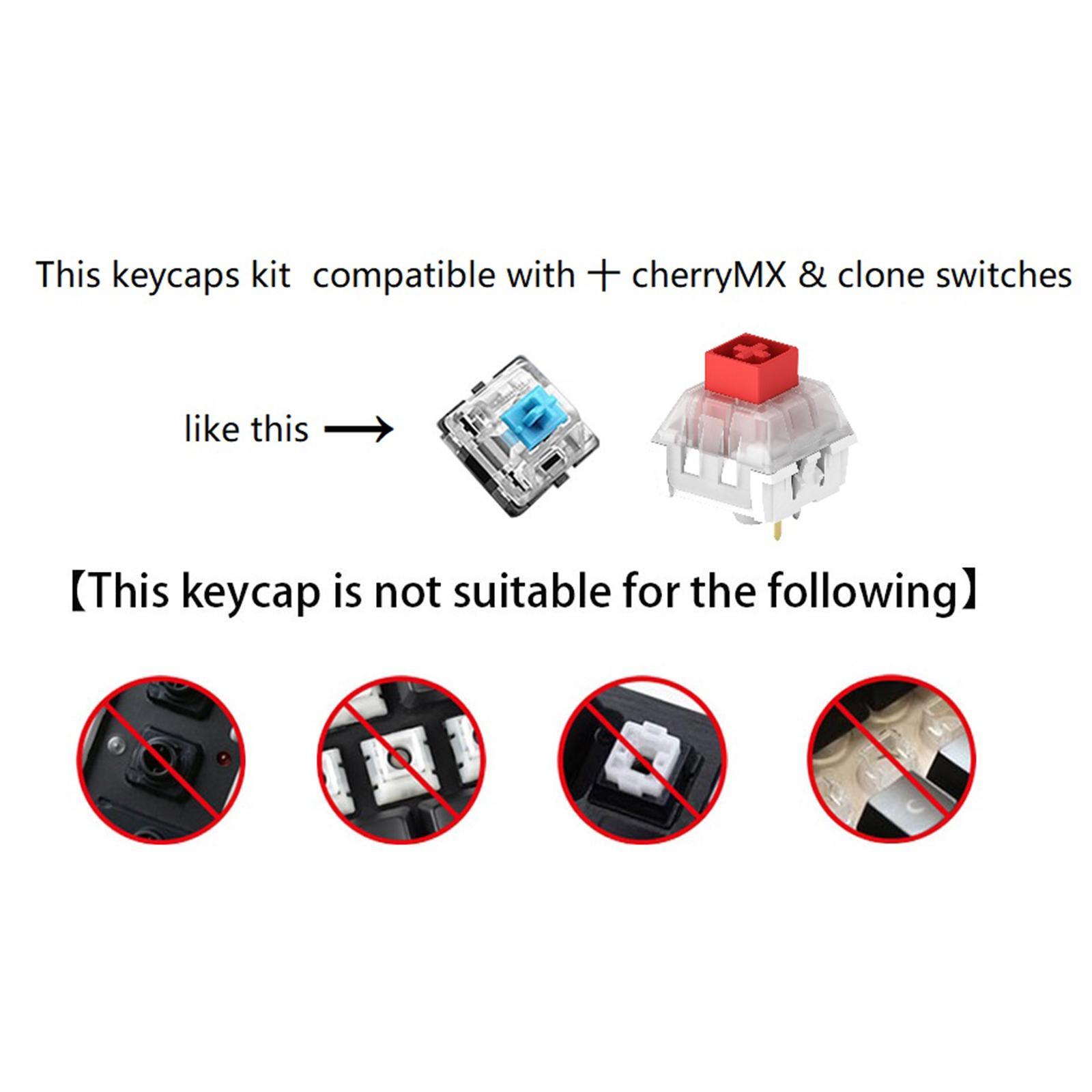 112-Key Colorful Keycaps Keyset DIY Keyboard for Cherry MX 61 64 98 104 Keys