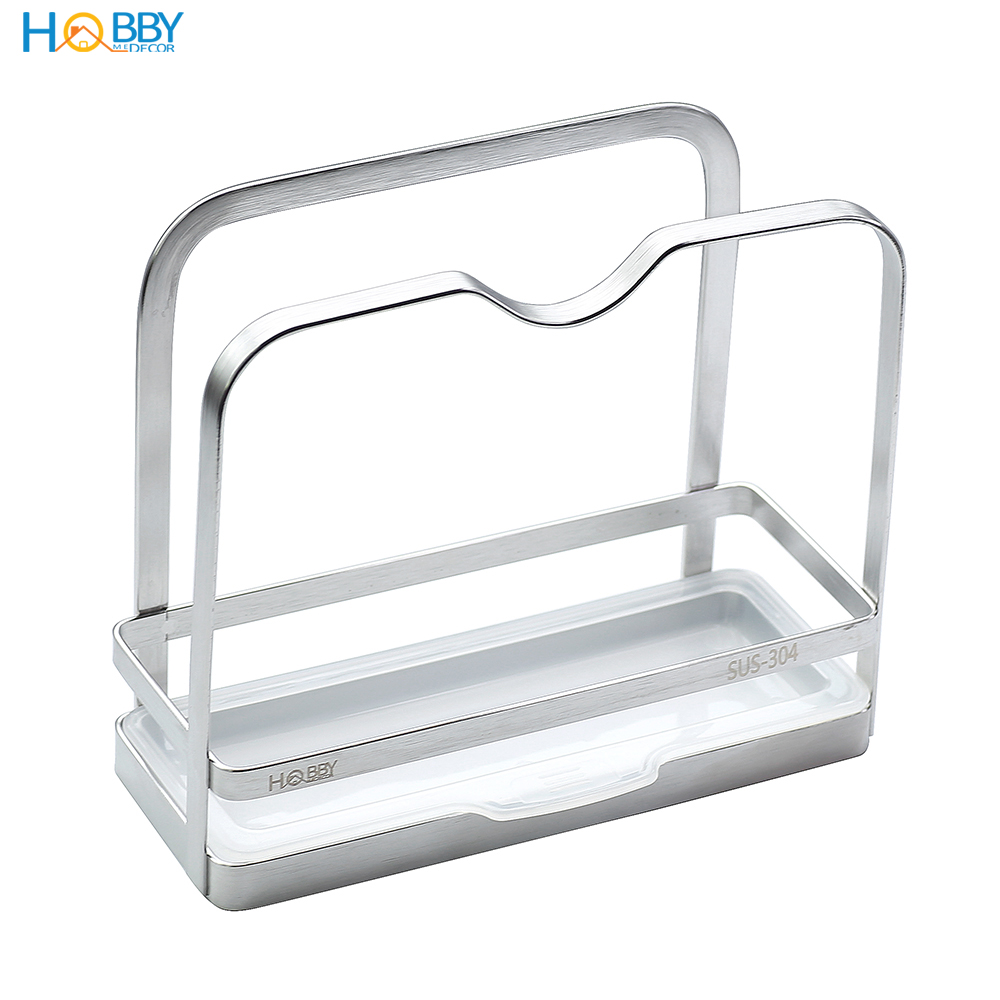 Kệ để nắp vung nồi thớt cho ráo nước khi nấu HOBBY TT06 - Inox 304 kèm khay nhựa hứng nước