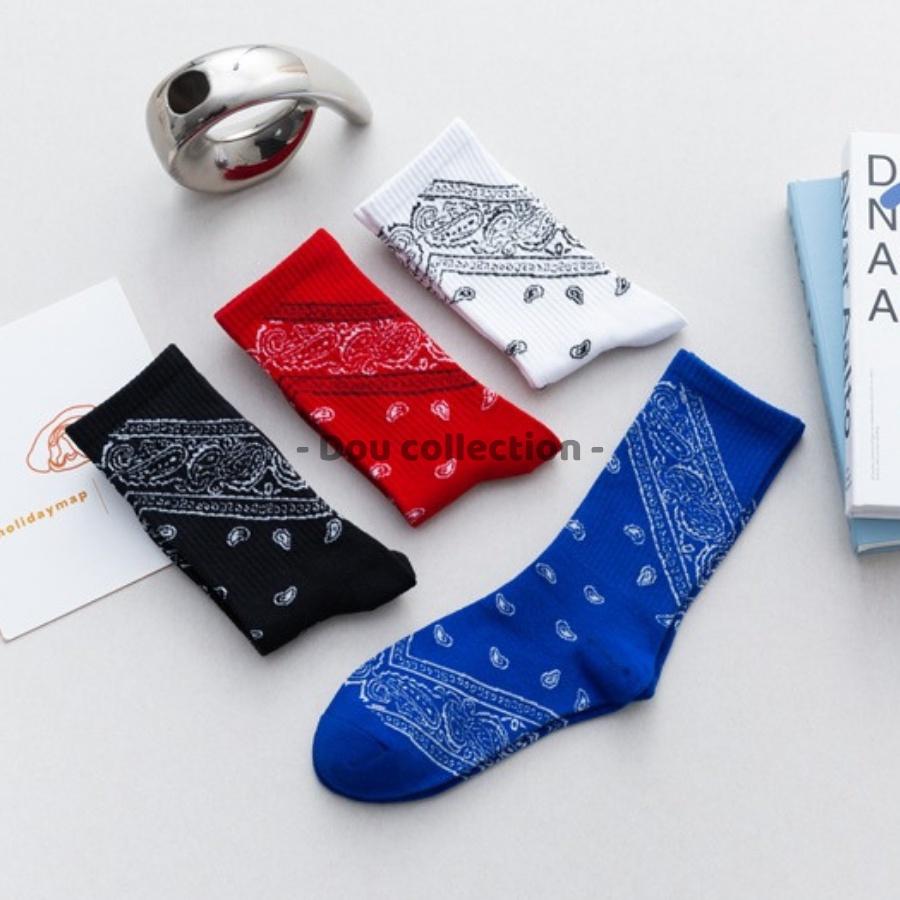 Vớ Tất Cotton Unisex Cổ Cao Họa Tiết BANDANA Phong Cách Đường Phố Cá Tính - Mã TV021