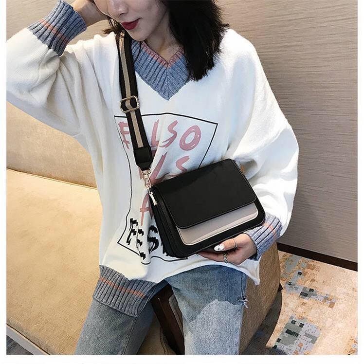TÚI ĐEO CHÉO MINI ULZZANG THỜI TRANG NỮ PHỐI 2 MÀU DÂY ĐEO CHÉO BẢN TO PHỤ KIỆN THỜI TRANG
