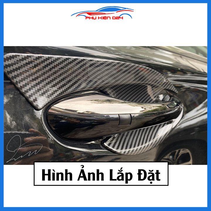 Ốp tay hõm Santafe 2019-2022 vân carbon/mạ crom chống trầy bảo vệ cửa xe ô tô