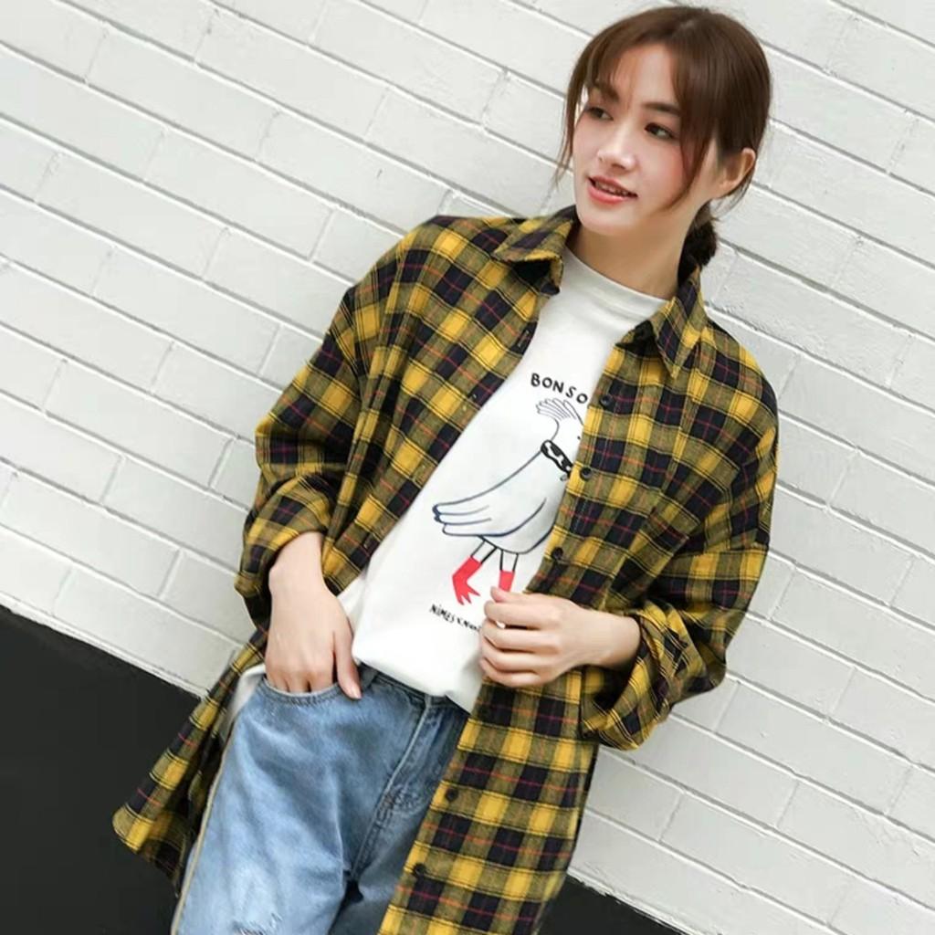 Áo Khoác Sơ Mi Caro KẺ UNISEX NAM NỮ Dài Tay 2 màu