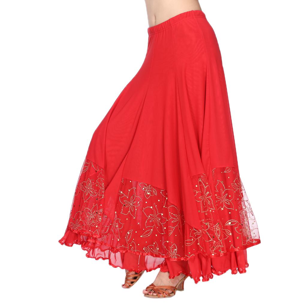 Women’s Flamenco Ballroom Dance Skirt Full Circle Swing Skirt Costume