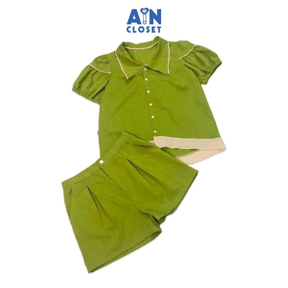 Bộ quần áo ngắn cho mẹ Xanh golf đũi xước - AICDMEI3QI1X - AIN Closet