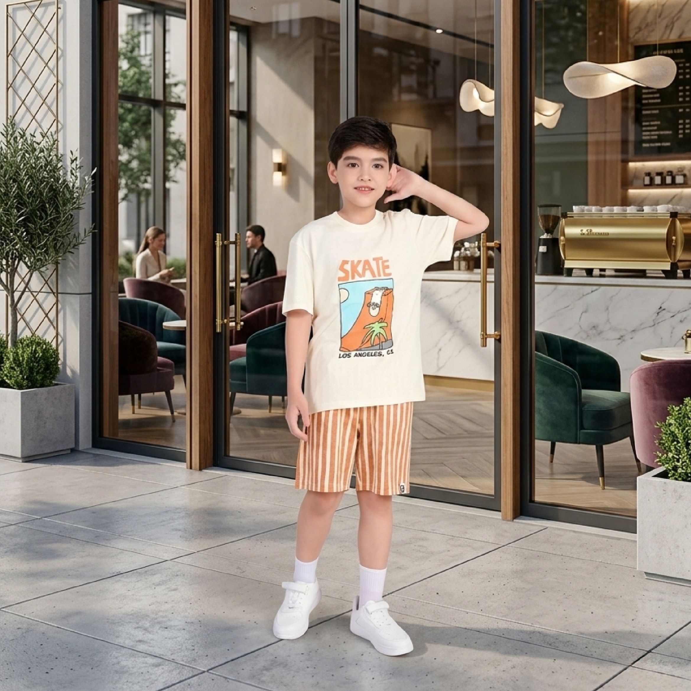 Áo thun cộc tay cho bé trai Bigfox Miss Meow size đại mùa hè vải cotton mềm cỡ trẻ em 3-11 tuổi 35kg