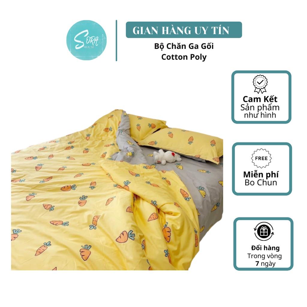 Bộ Chăn Ga Gối Cotton Poly Cà Rốt Vàng