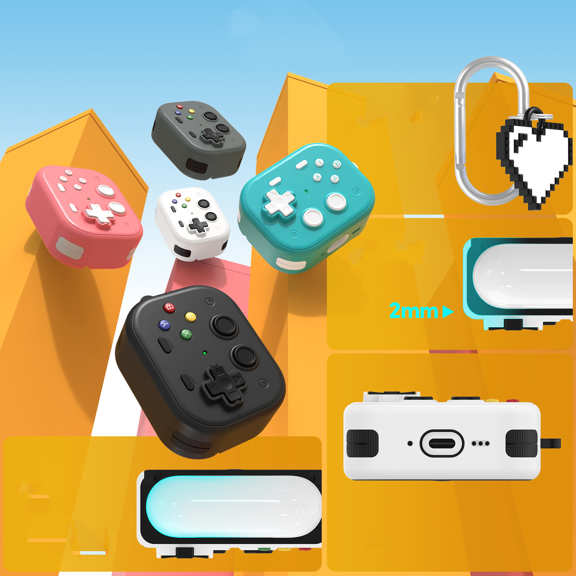 Bao Case cho Airpods Pro 3 Kiểu Máy Chơi Game Pixel Nút Nhấn 3D Có Khóa Chống Thất Lạc Rơi Tai Nghe - Hàng Chính Hãng