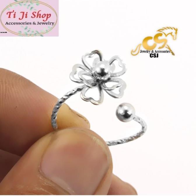 Nhẫn inox nữ Free size hình bông trà