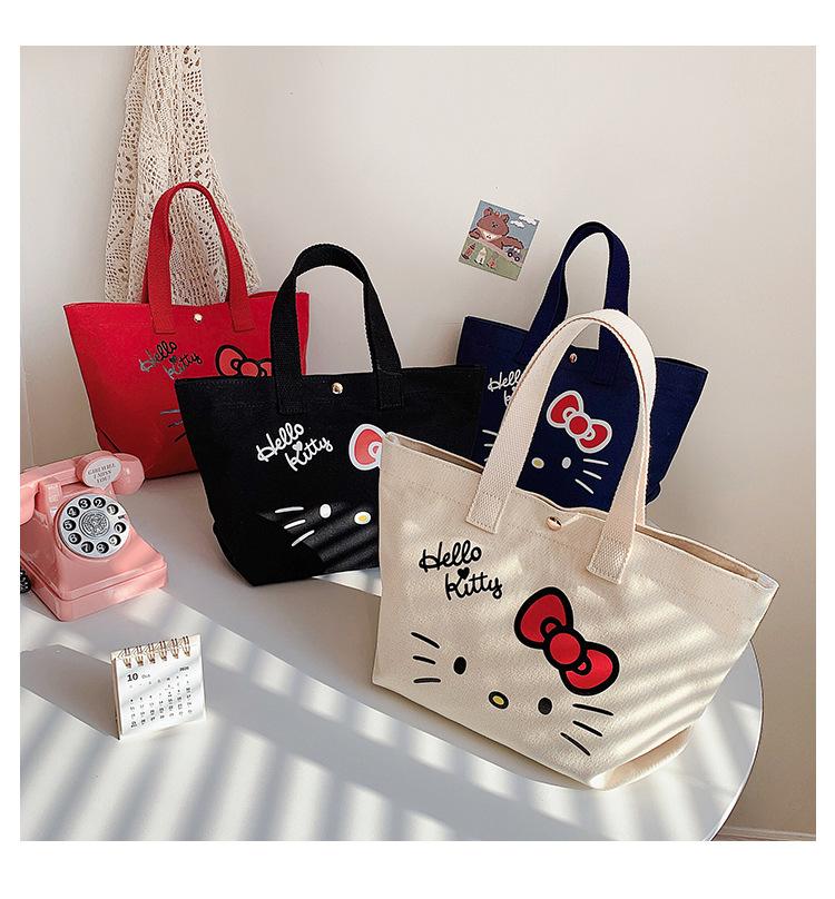 Sanrio Hello Kitty Vải Trẻ Em Túi Xách Nữ Đeo Vai Túi Đựng Mỹ Phẩm Mẹ Túi Kid Túi Đựng Hộp Cơm Trưa