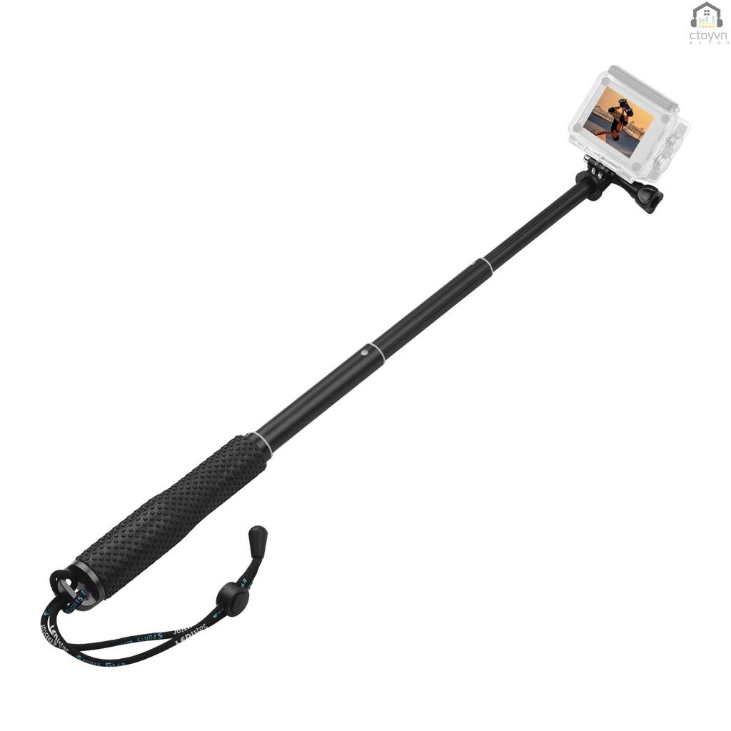 Gậy chụp ảnh selfie bằng hợp kim nhôm Max. 48cm/19in có thể kéo dài kèm dây đeo cổ tay