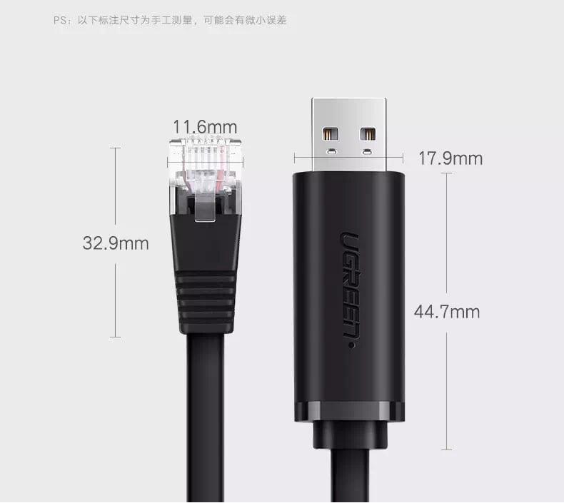 Ugreen UG50773CM204TK 1.5M màu Đen Cáp lập trình Console USB 2.0 sang LAN dương - HÀNG CHÍNH HÃNG