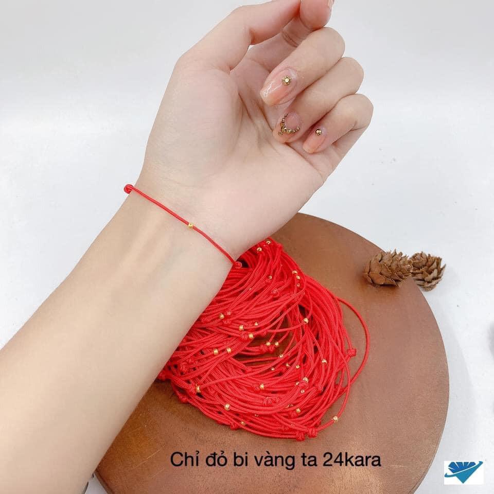 CHỈ ĐỎ BI VÀNG MAY MẮN, VÒNG TAY MAY MẮN BIBI SILVER -