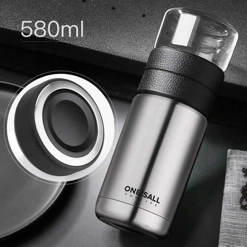 Bình giữ nhiệt có lọc trà 2 nắp rời cao cấp Oneisall 580ml