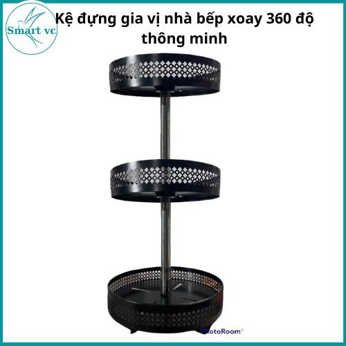 Kệ gia vị bếp,kệ gia vị 2 tầng 3 tầng tròn xoay 360 độ sơn tĩnh điện chống gỉ Smart Vc