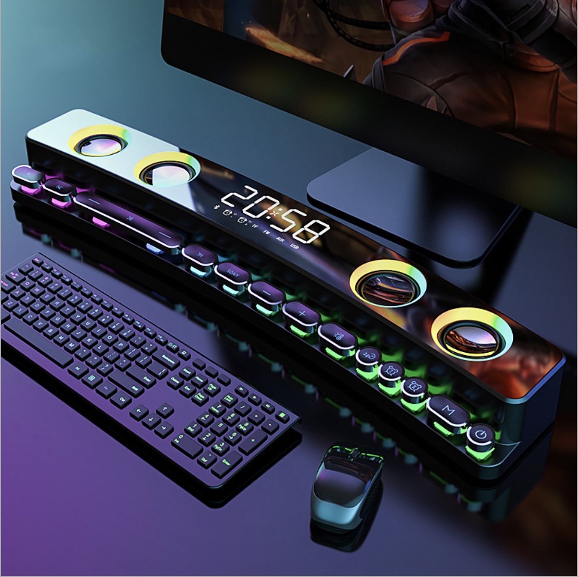 Loa Soundbar Bluetooth LED RGB Martian E-Sport Game Thủ full option