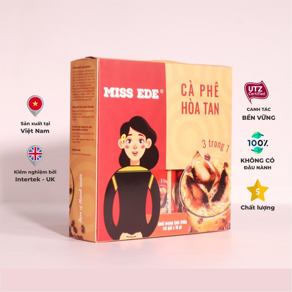 Cà phê hoà tan 3in1 MISS EDE - 240g (15 gói x 16 g) - Vị ngọt thanh, cà phê mạnh mẽ, sữa không béo, phù hợp cho cả nam v