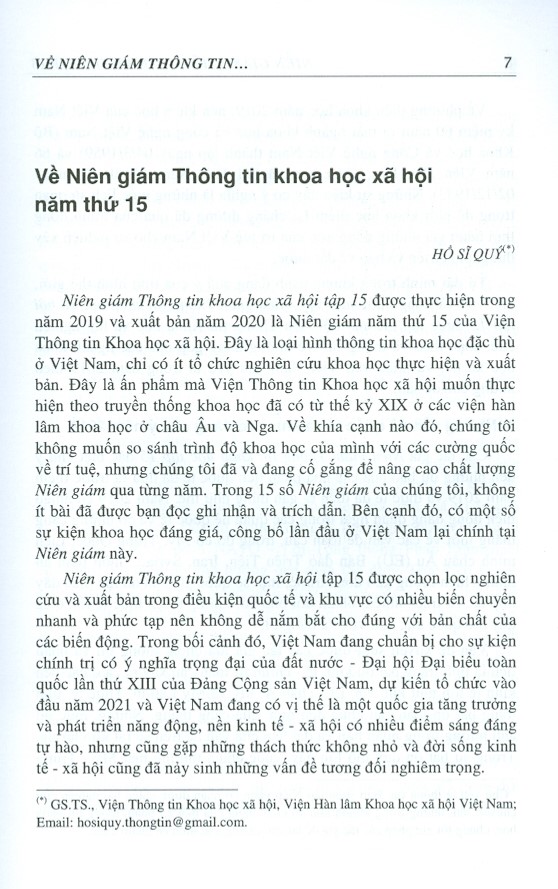 Niên Giám Thông Tin Khoa Học Xã Hội - Tập 15