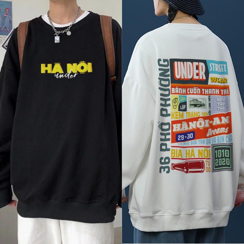 Áo Hoodie Sweater chất NỈ under Hà Nội, ÁO phom Rộng 100% Cotton Nam Nữ Unisex