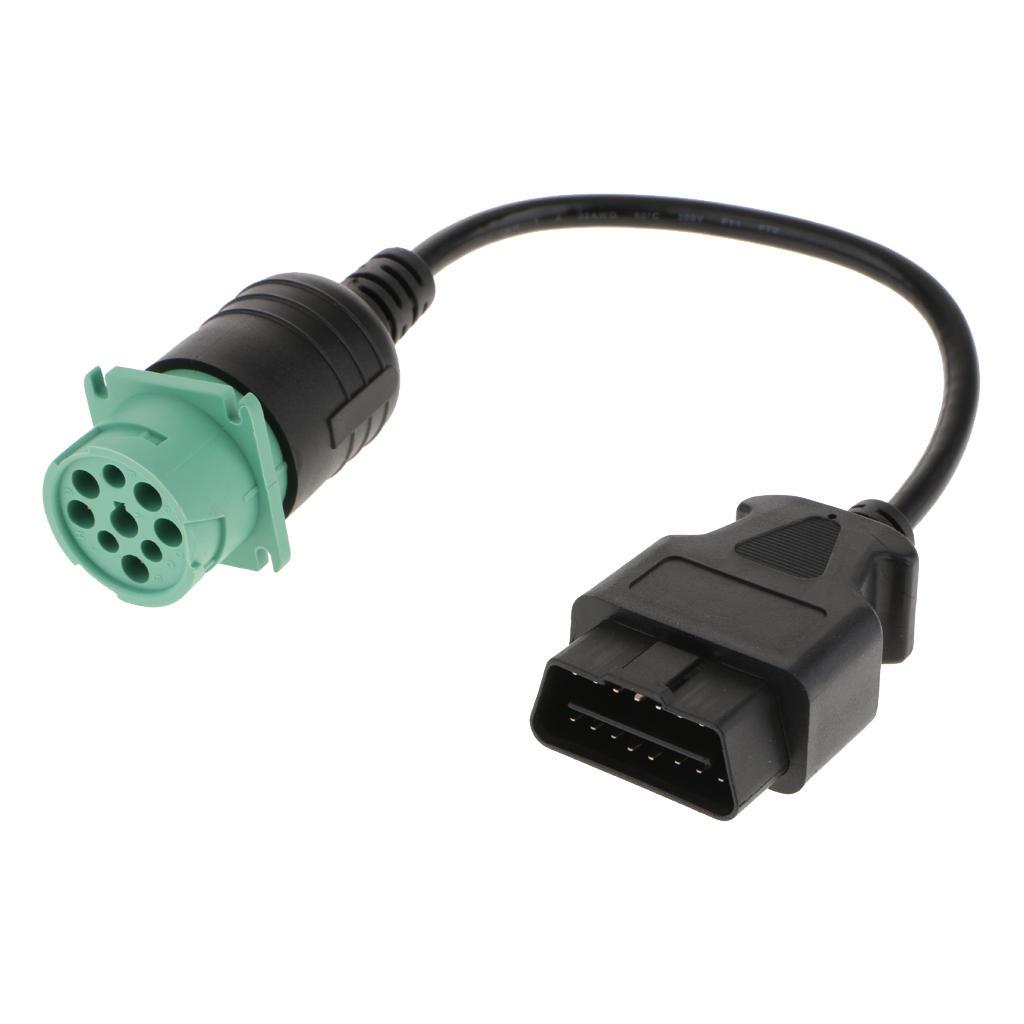 Pair 9 Pin Male to OBDII 16 Pin Adapter Connector Cable for Truck