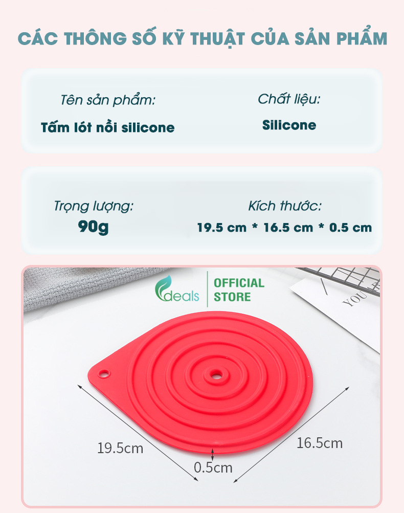 Lót nồi silicone cao cấp chịu nhiệt, chống trượt Ecodeals