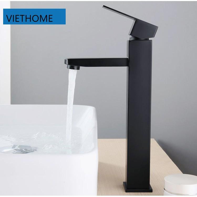 VÒI LAVABO ĐEN VUÔNG CAO 30CM