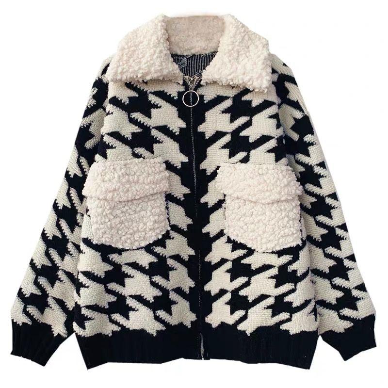Áo Khoác Cardigan Dệt Kim Dày Dáng Rộng Có Khóa Kéo Phong Cách Hàn Quốc Thời Trang Mùa Đông Mới Cho Nữ