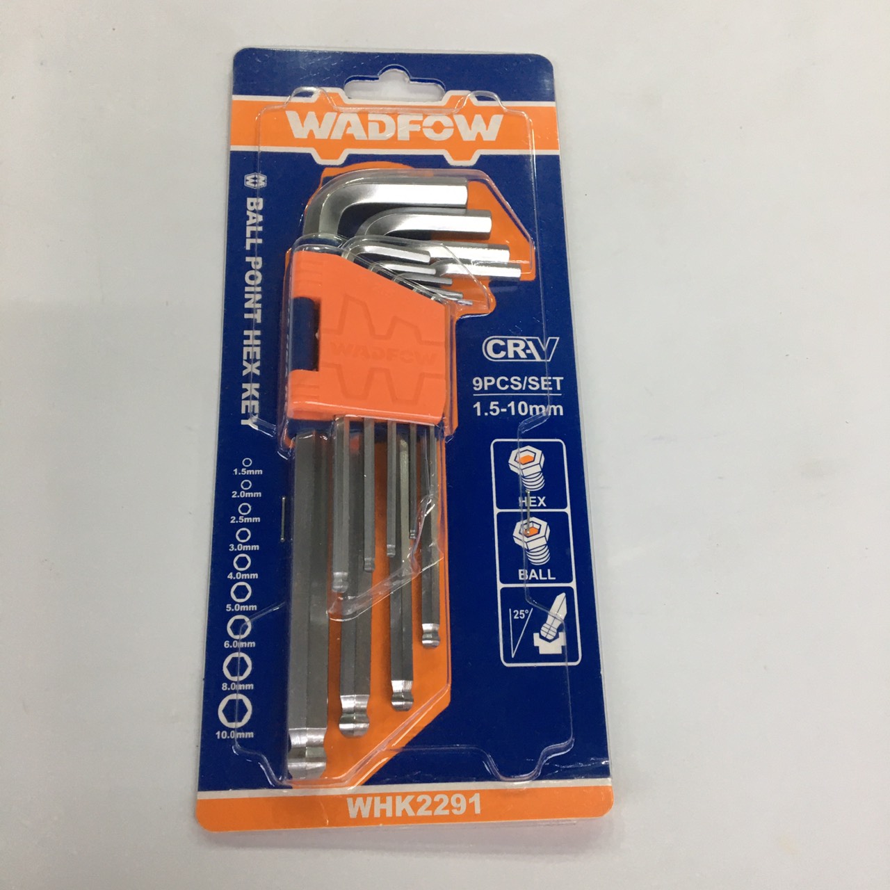 Bộ lục giác bi 9 cây Wadfow 1.5-10mm WHK2291 mạ chrome