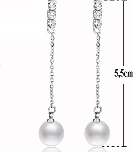 Bông tai inox ngọc 3 xoàn BHBT139