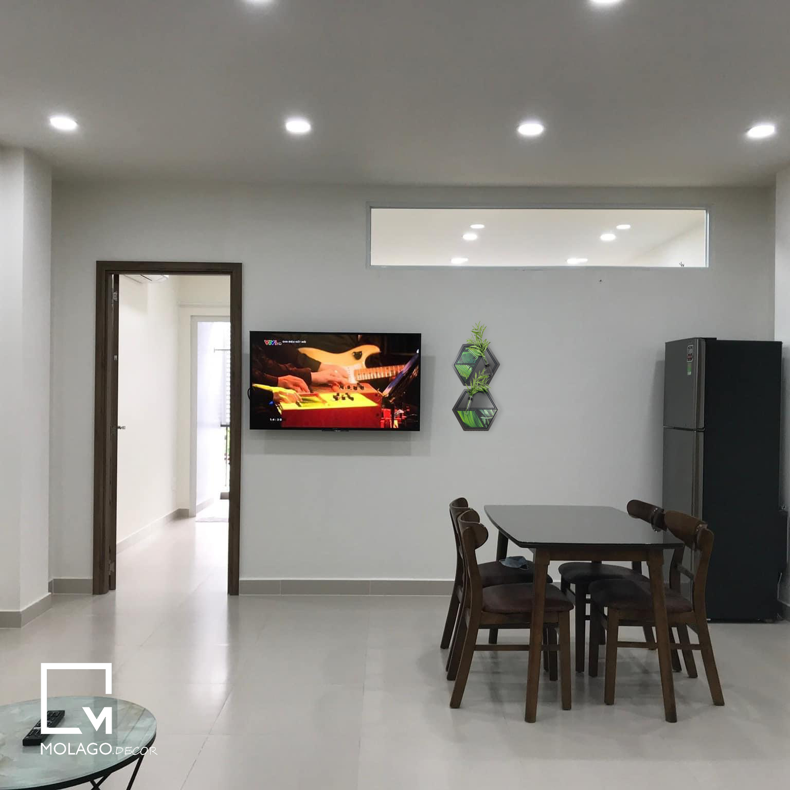 Bộ đồ trang trí gỗ treo tường lục giác màu đen decor treo tường decor phòng MOLAGO - LC