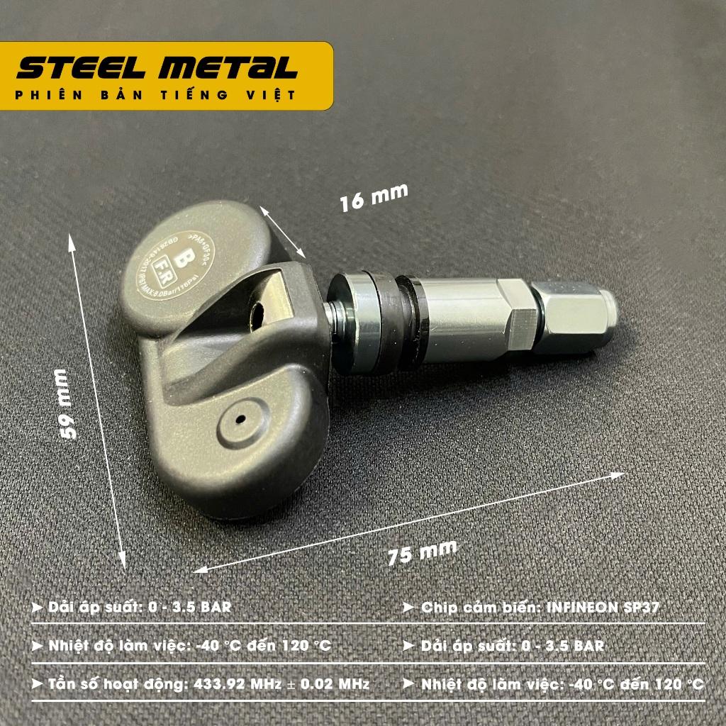 Cảm biến áp suất lốp ô tô xe hơi cao cấp STEEL METAL S5 TPMS Cảnh báo tiếng Việt độc quyền Pin mặt trời Màn LCD vios