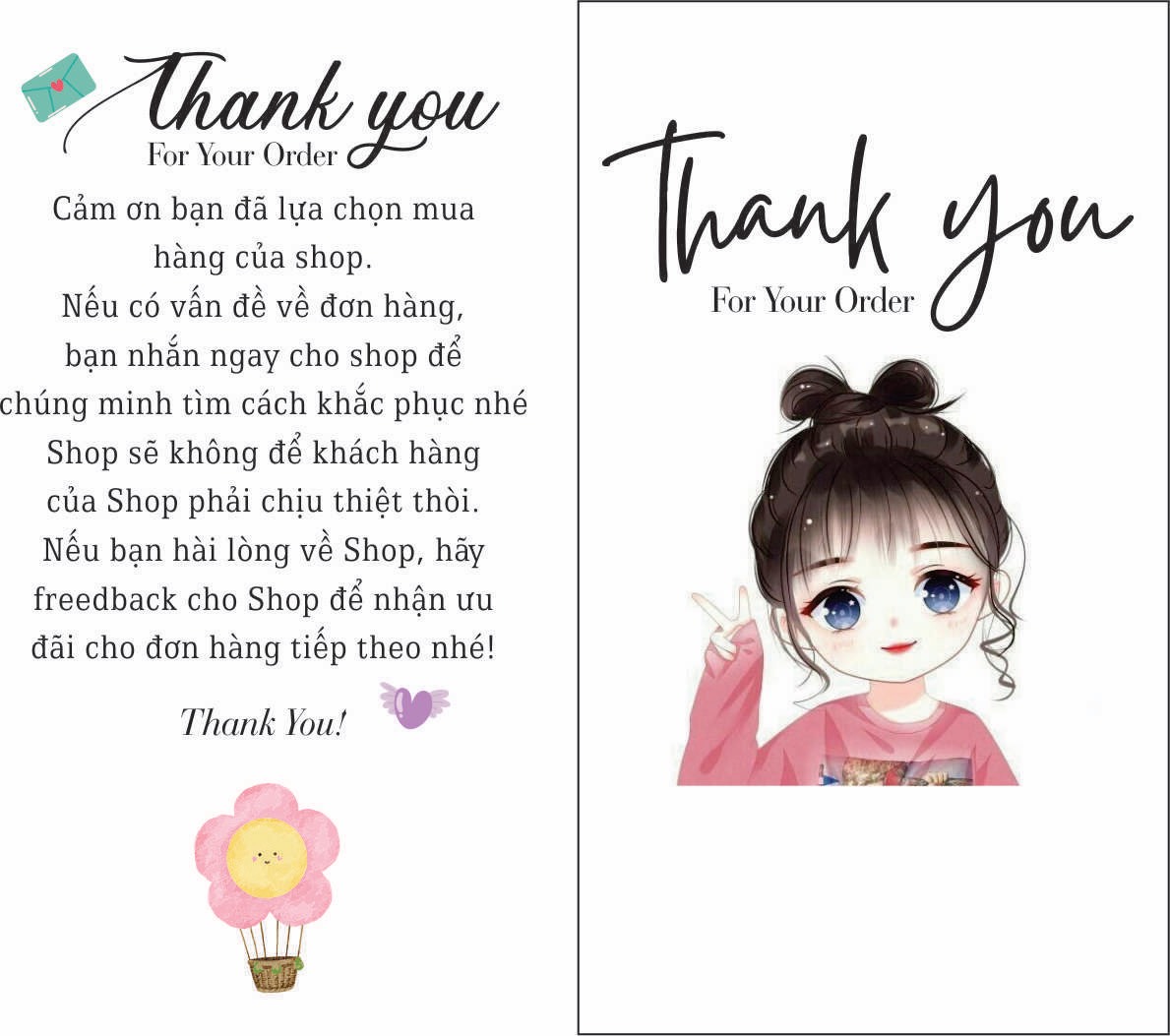 100 Thẻ Thank you - phiếu Thank You - Card Thank you in 2 mặt đẹp