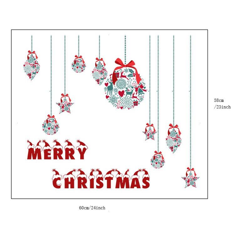 Decal dán kính cao cấp - rèm dây Hoa trang trí Merry Christmas