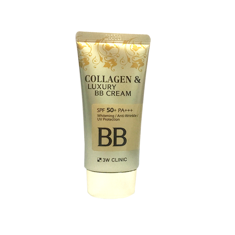 Kem nền trang điểm 3 trong 1 3W Clinic Collagen &amp; Luxury Gold BB Cream tặng 2 mặt nạ Jant Blanc