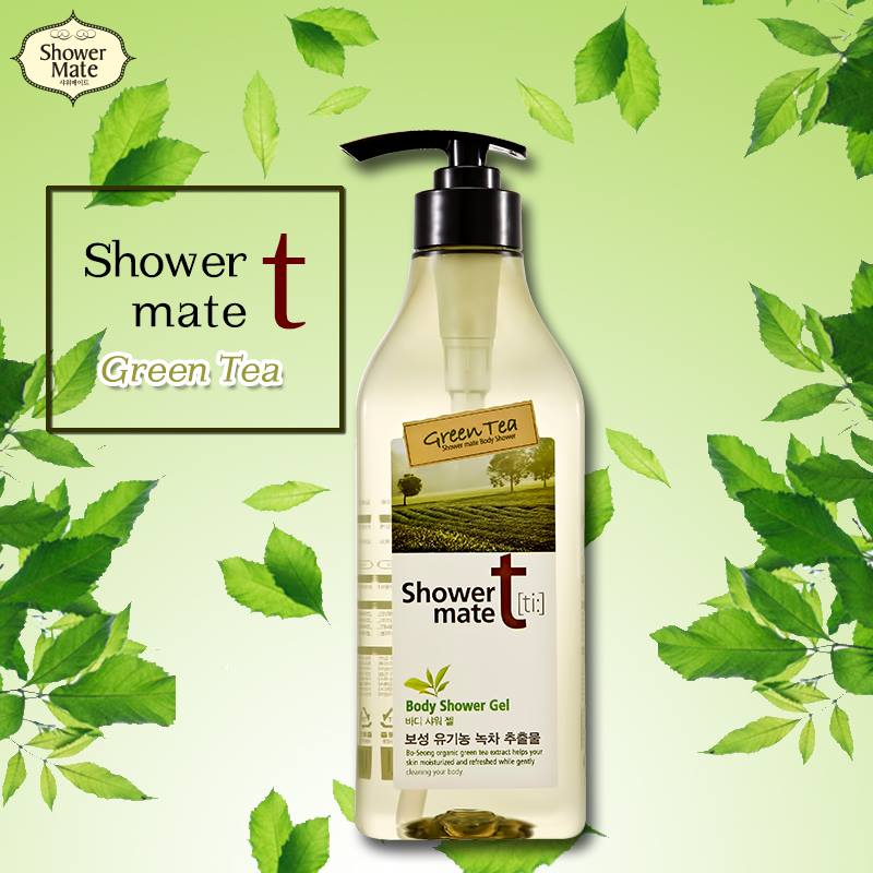 Sữa tắm trà xanh Showermate Body Nature Green Tea Hàn Quốc 550ml tặng móc khóa