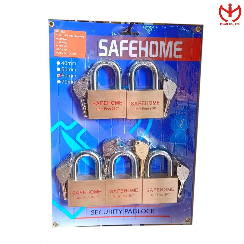 Bộ khóa SafeHome thân đồng 60mm 4 chìa chủ Masterkey - MSOFT