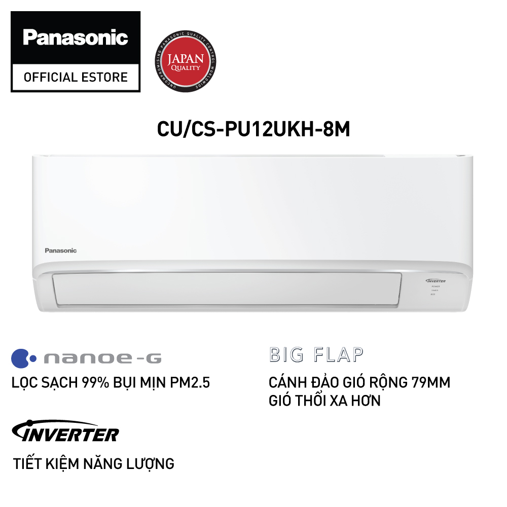 [CHỈ GIAO TẠI HCM] Máy lạnh Panasonic CU-CS-PU12WKH-8M - Một chiều - Inverter tiêu chuẩn - Hàng chính hãng - 1.5 HP